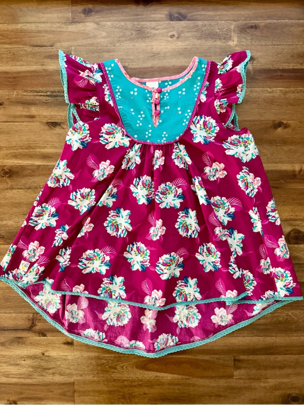 Wildflowers Girls Happy Go Lucky Wisteria Boho Top 12 Floral Lace Flutter Sleeve